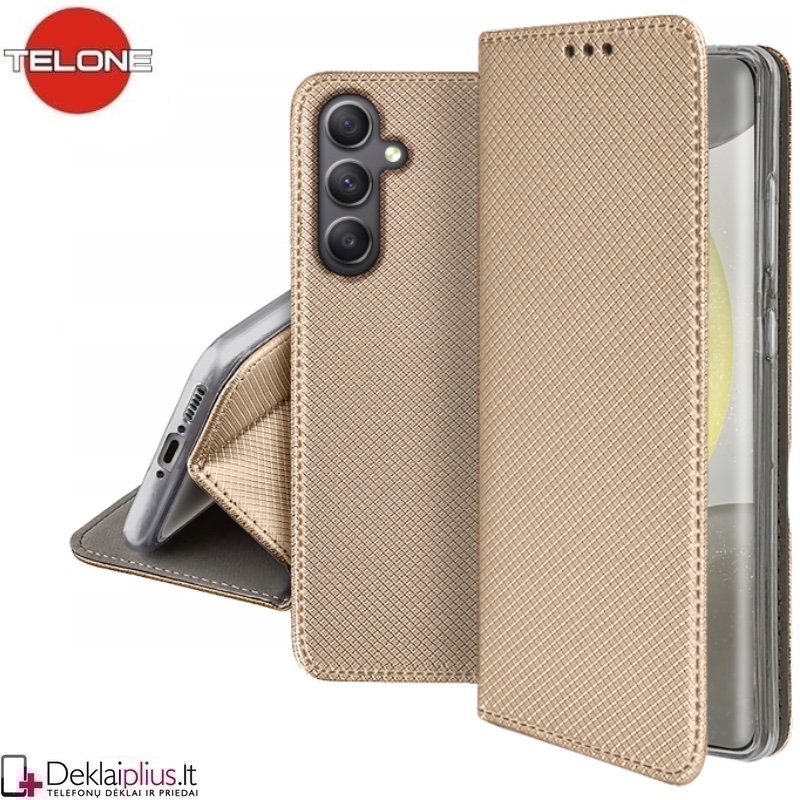 Telone atverčiamas dėklas - auksinės spalvos (Samsung Galaxy S26 Plus) Telone atverčiamas dėklas - auksinės spalvos (Samsung Galaxy S26 Plus)
